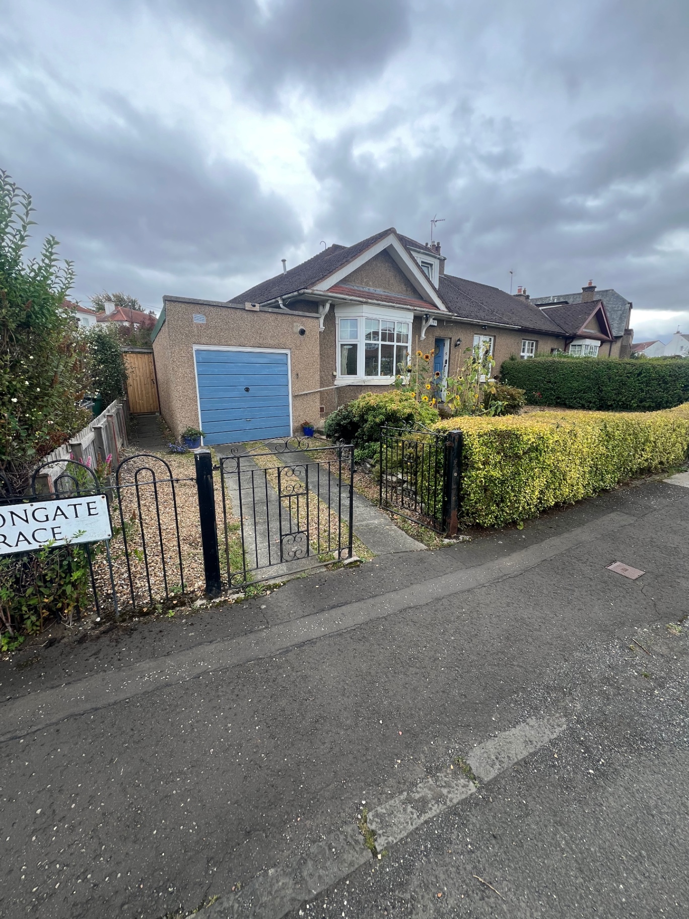 Before: dated front garden near Davidson's Mains at Barnton Gate, Edinburgh